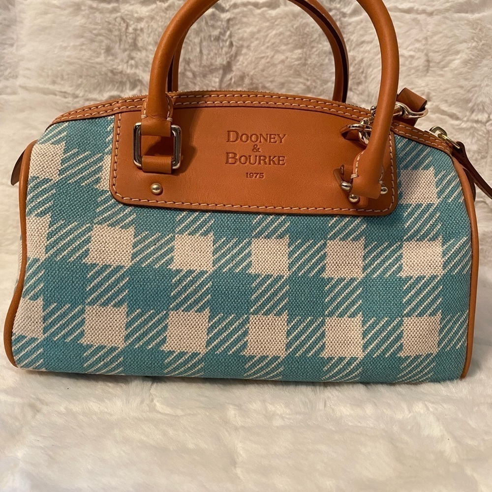Vintage Dooney & Bourke Mini Domed Tassel Satchel Gingham 9.5”W x 6.5”H X 5”D - Picture 5 of 15